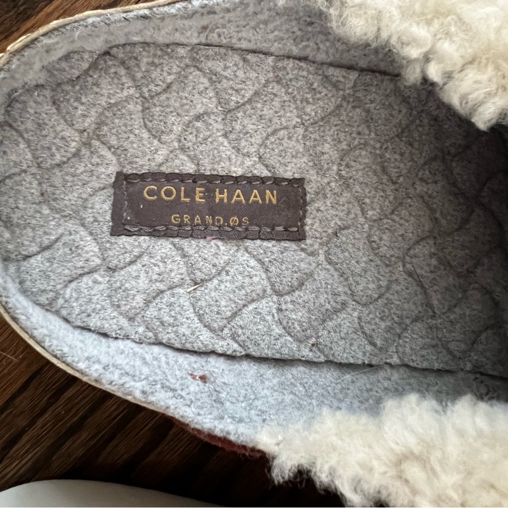 Cole Haan Grand Genuine Shearling Brown and Cream Slides Size 8.5 - Picture 10 of 10